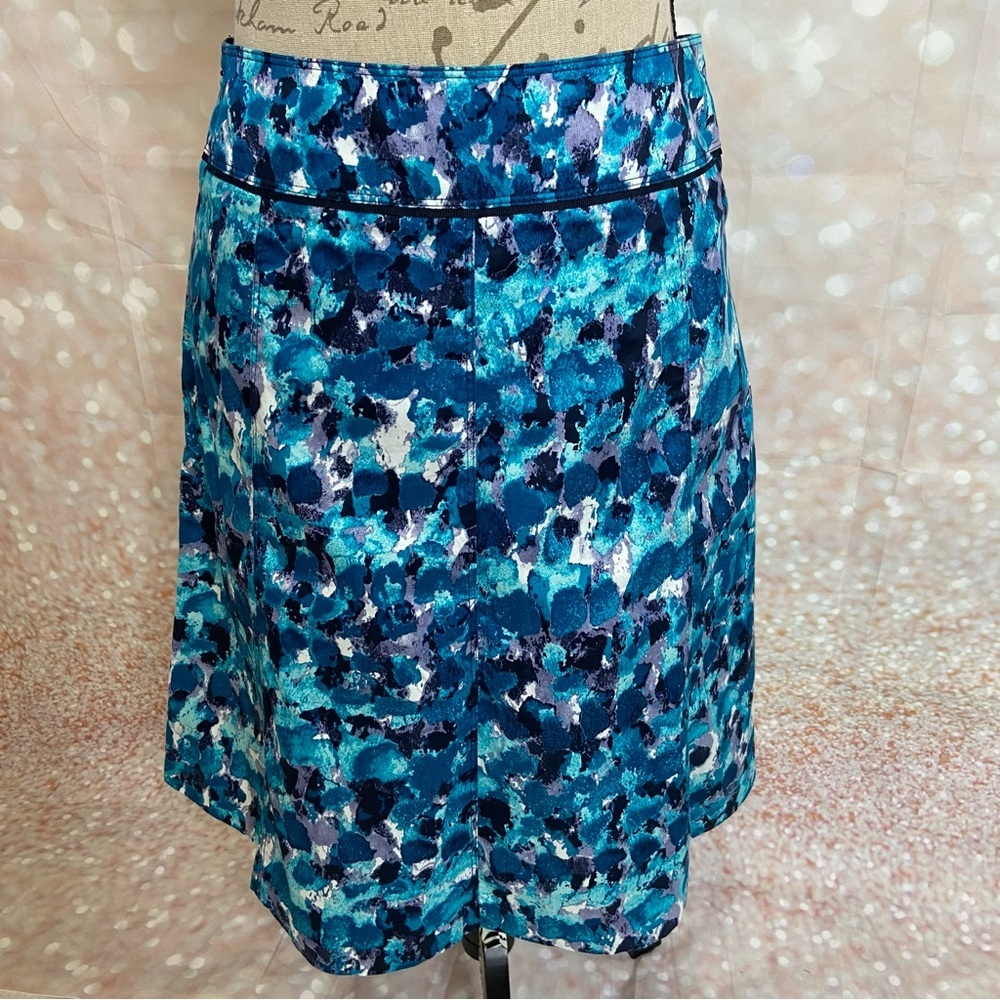 Ann Taylor Watercolor Blue A-Line Skirt 6